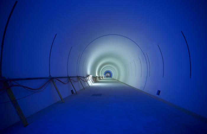 The main gallery of the newly built underground structure for the HL-LHC at Point 1 (Image: CERN)